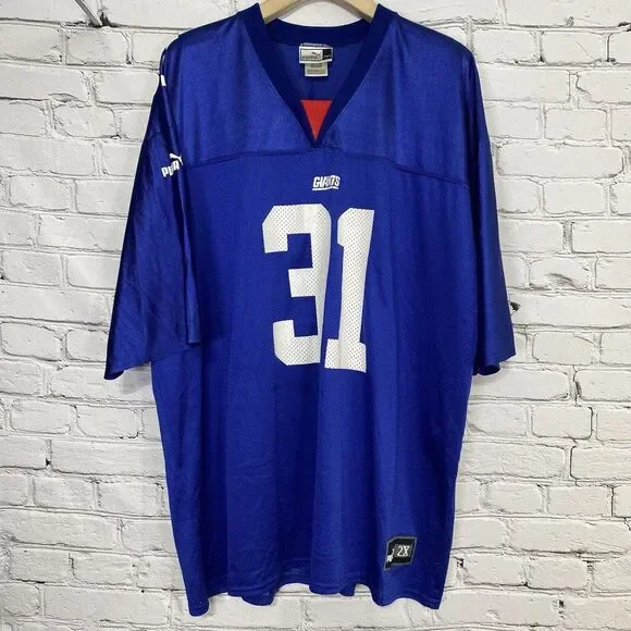 Vintage 90s Puma New‎ York Giants Jason Sehorn #31 Jersey Mens Size 2XL Blue